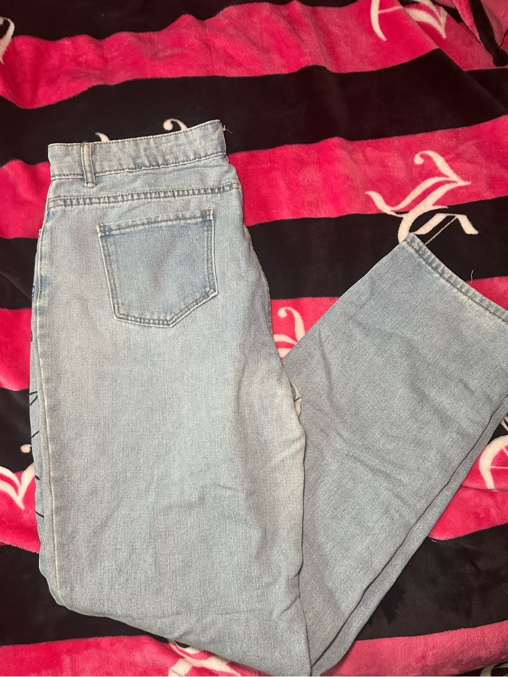 Light Wash Denim Jeans with Designs